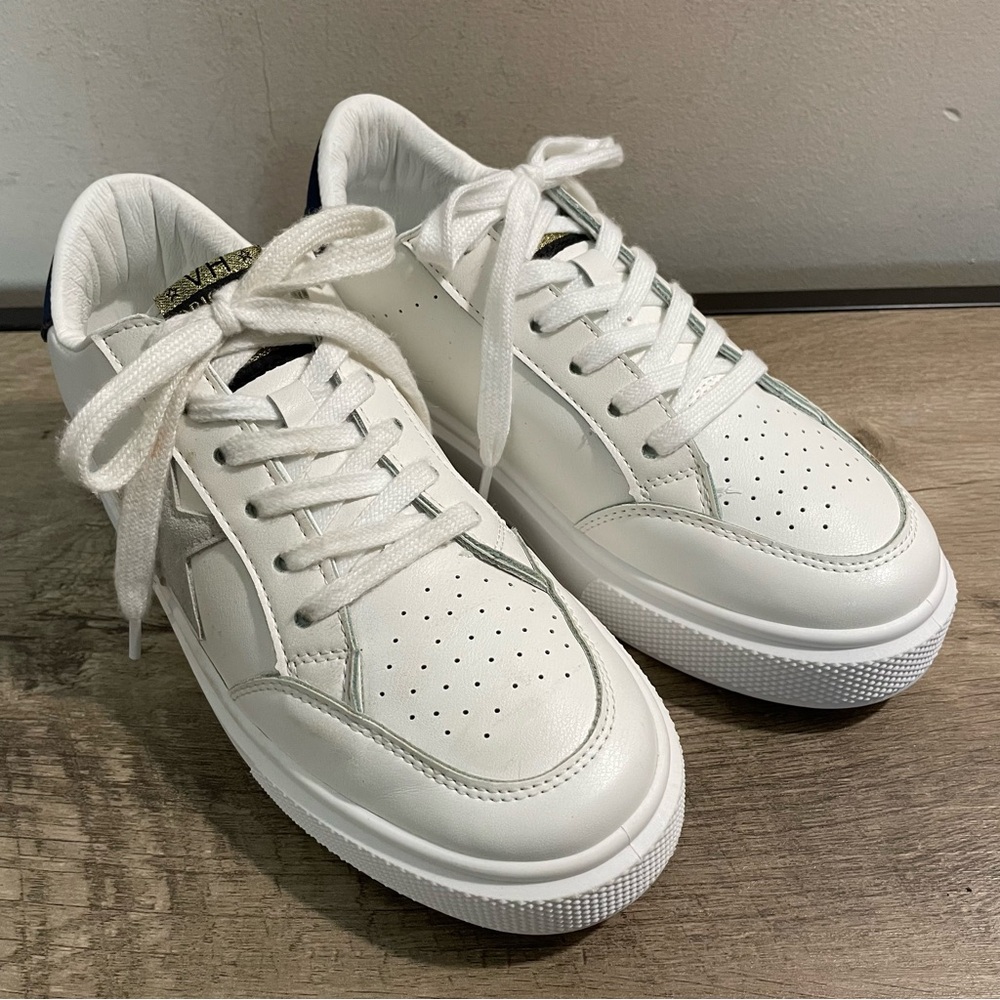 Women's White Leather VINTAGE HAVANA Lauree Tab PLATFORM Athletic COURT SNEAKERS